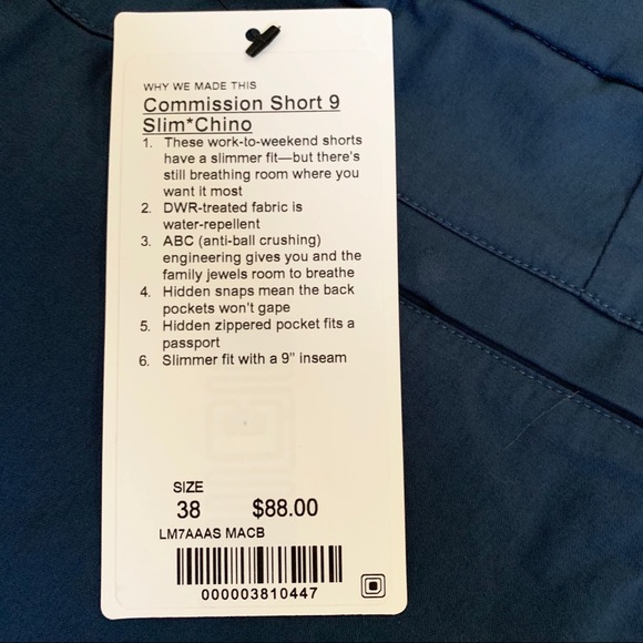 Commission short 9 slim chino lululemon MACB 38 - Picture 3 of 4